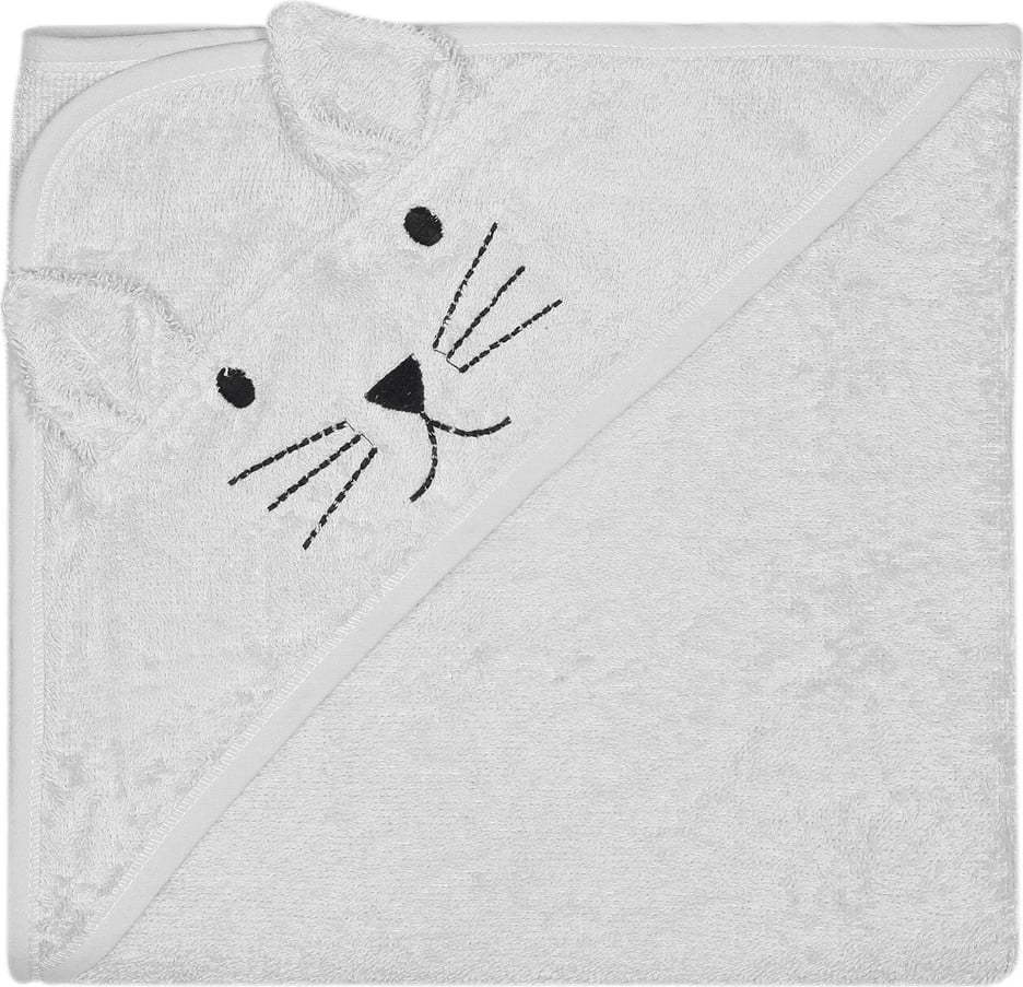 Šedý bavlněný dětský ručník s kapucí Kindsgut Cat KINDSGUT