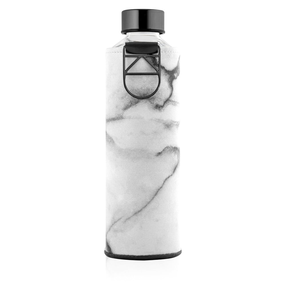 Černo-bílá láhev z borosilikátového skla s obalem z umělé kůže Equa Mismatch Stone