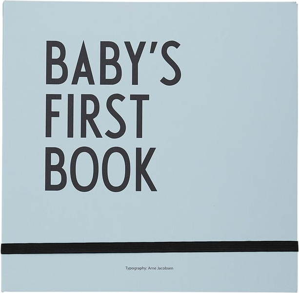 Modrá dětská vzpomínková knížka Design Letters Baby's First Book Design Letters
