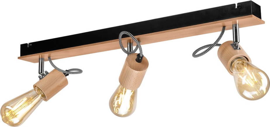 Dřevěné stropní svítidlo pro 3 žárovky s černým detailem LAMKUR Gustavo LAMKUR