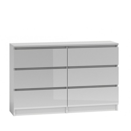 Komoda 6 šuplíků 120 cm - bílá lesk TOP Nábytek