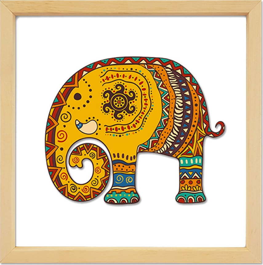 Skleněný obraz ve dřevěném rámu Vavien Artwork Elephant