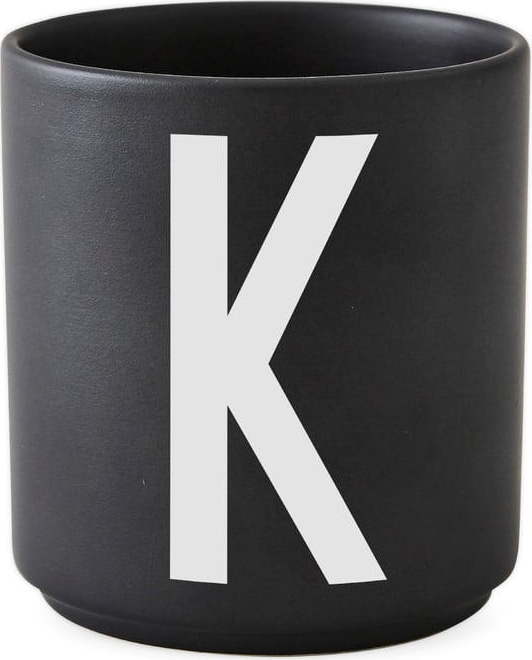 Černý porcelánový šálek Design Letters Alphabet K