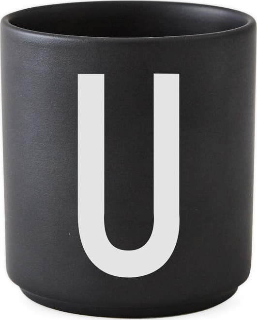 Černý porcelánový šálek Design Letters Alphabet U