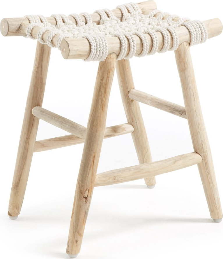 Teaková podnožka se sedákem z bavlněného lana Kave Home Eclipse Kave Home