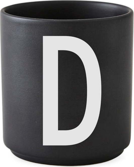 Černý porcelánový šálek Design Letters Alphabet D