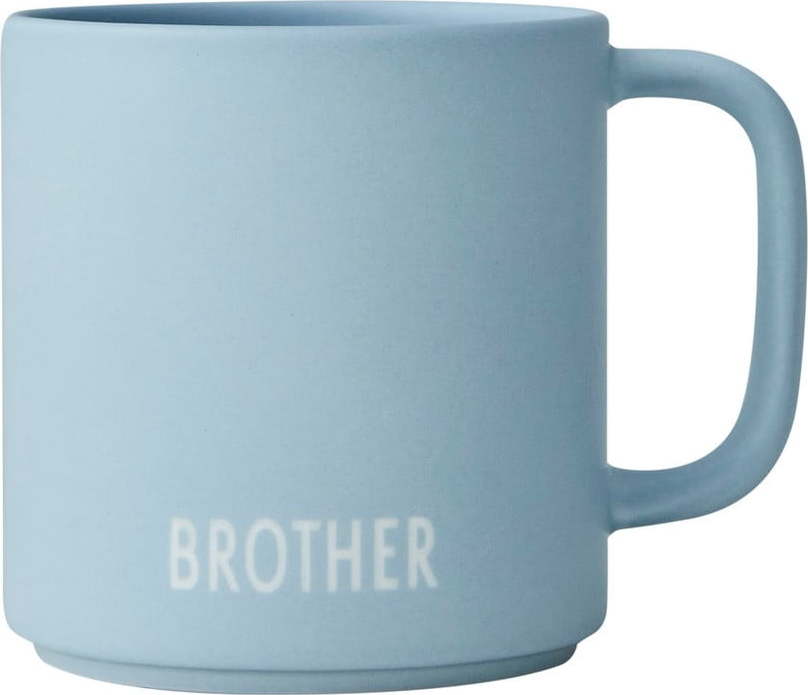 Blankytně modrý porcelánový hrnek Design Letters Siblings Brother Design Letters
