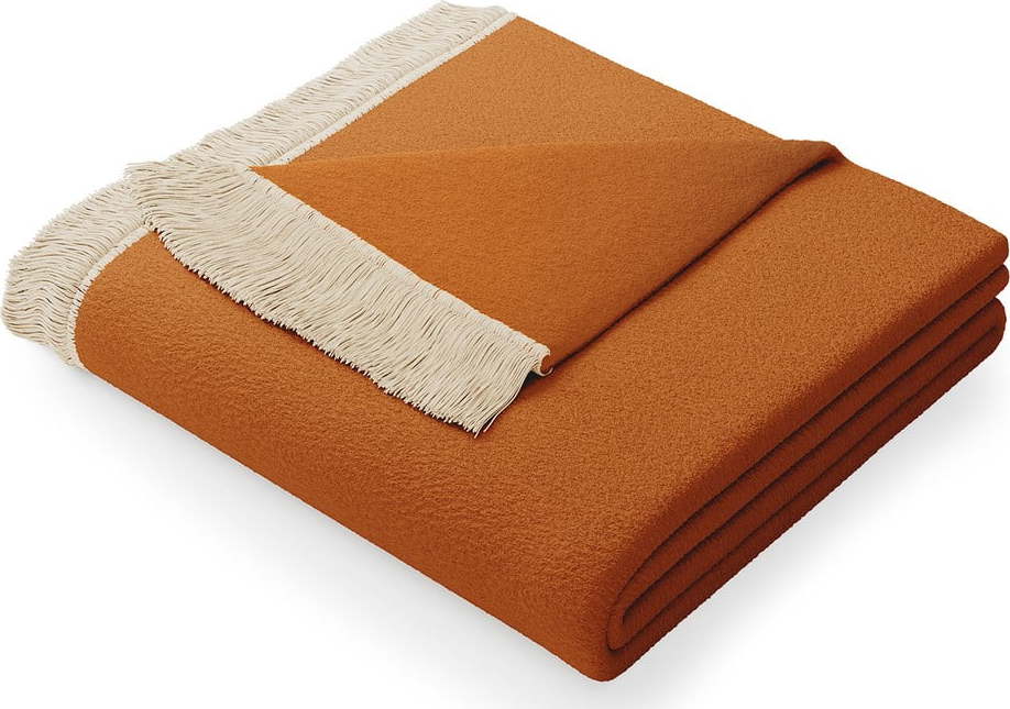 Oranžová deka s příměsí bavlny AmeliaHome Franse