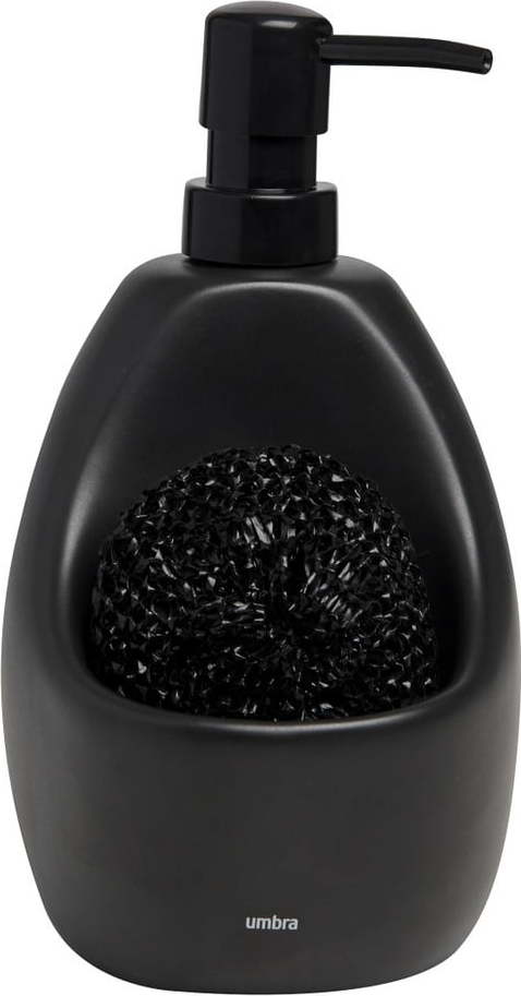 Černý dávkovač na mycí prostředek s přihrádkou na houbičku Umbra Joey Umbra