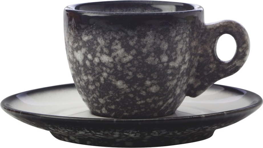 Černý keramický hrnek s podšálkem Maxwell & Williams Caviar Granite