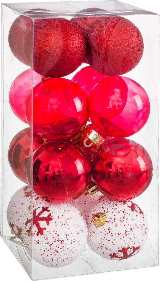 Sada 16 vánočních ozdob v červené barvě Unimasa Foam