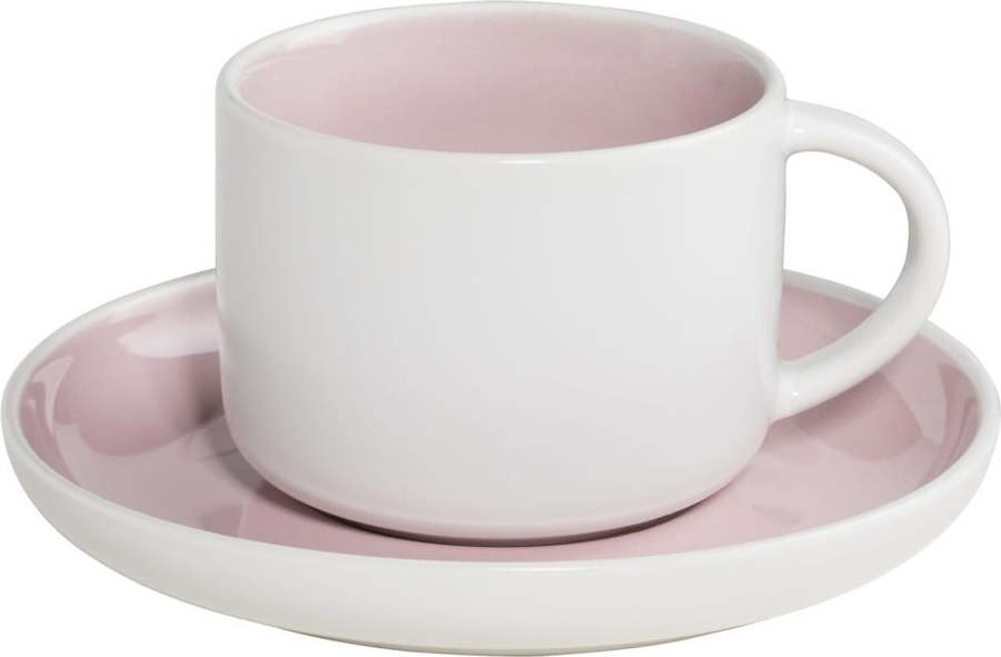 Bílo-růžový porcelánový hrnek s podšálkem Maxwell & Williams Tint