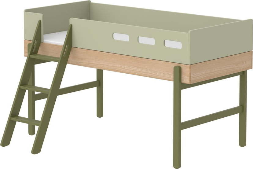 Zelená dětská vyvýšená postel Flexa Dreams