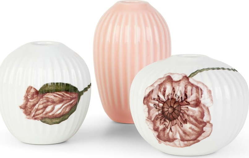 Sada 3 miniaturních porcelánových váz Kähler Design Hammershøi Poppy Kähler Design