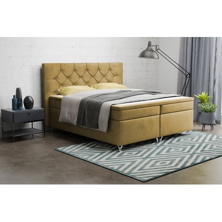 Čalouněná postel Boston 140x200 cm Žluta KOLA