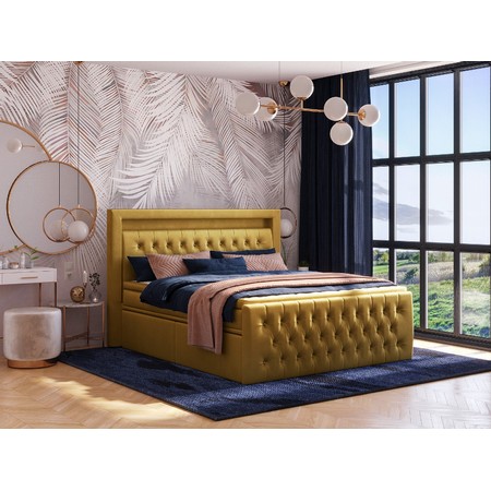 Čalouněná postel CESAR 140x200 cm Žlutá KOLA