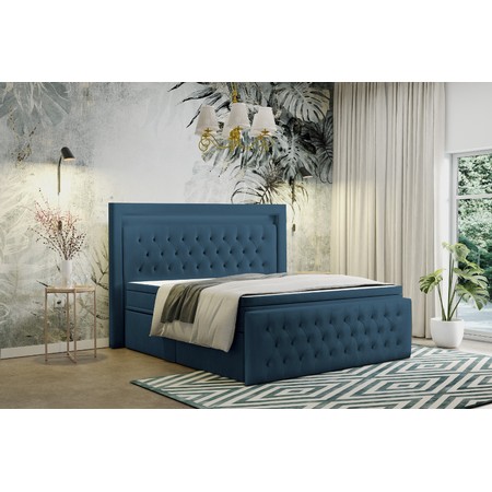 Čalouněná postel CESAR 160x200 cm Tmavě modrá KOLA