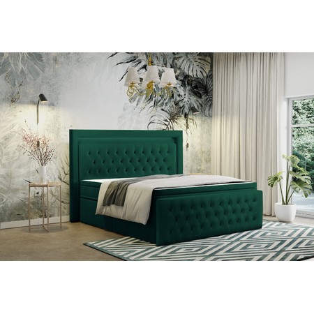 Čalouněná postel CESAR včetně úložného prostoru 200x200 cm Zelená KOLA