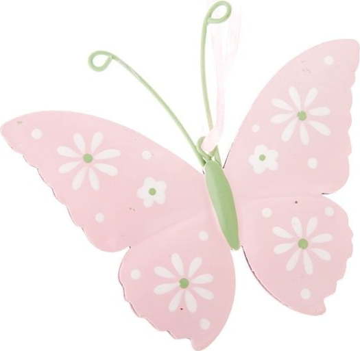 Sada 2 růžových kovových závěsných dekorací Dakls Butterfly Dakls