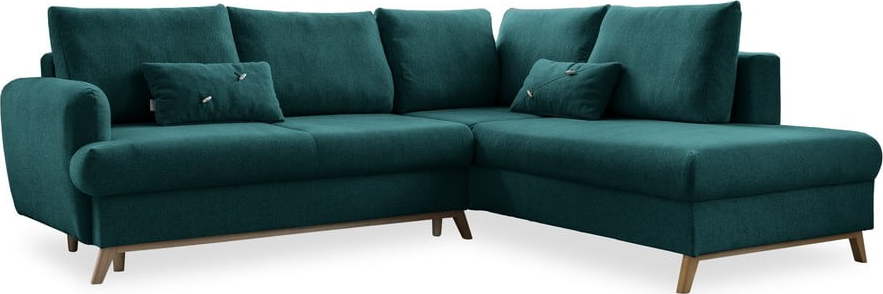 Tyrkysová rozkládací rohová pohovka Miuform Scandic Lagom L