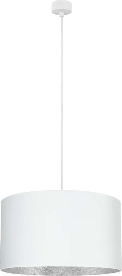 Bílé závěsné svítidlo s detailem ve stříbrné barvě Sotto Luce Mika XL