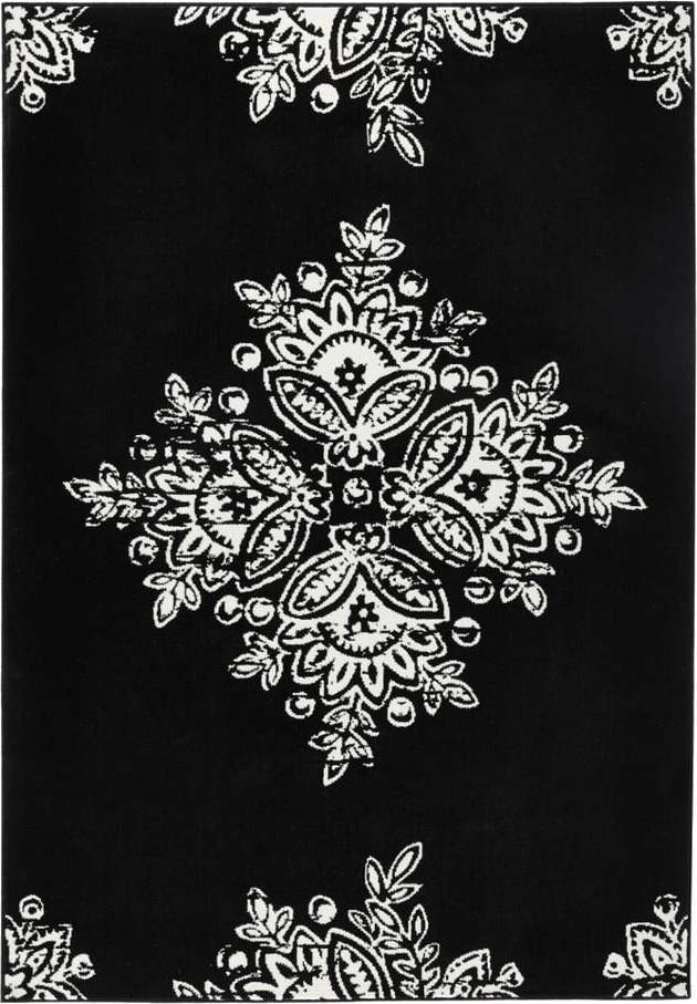 Černo-bílý koberec Hanse Home Gloria Blossom