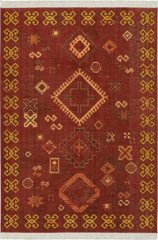 Červený koberec s podílem recyklované bavlny Nouristan