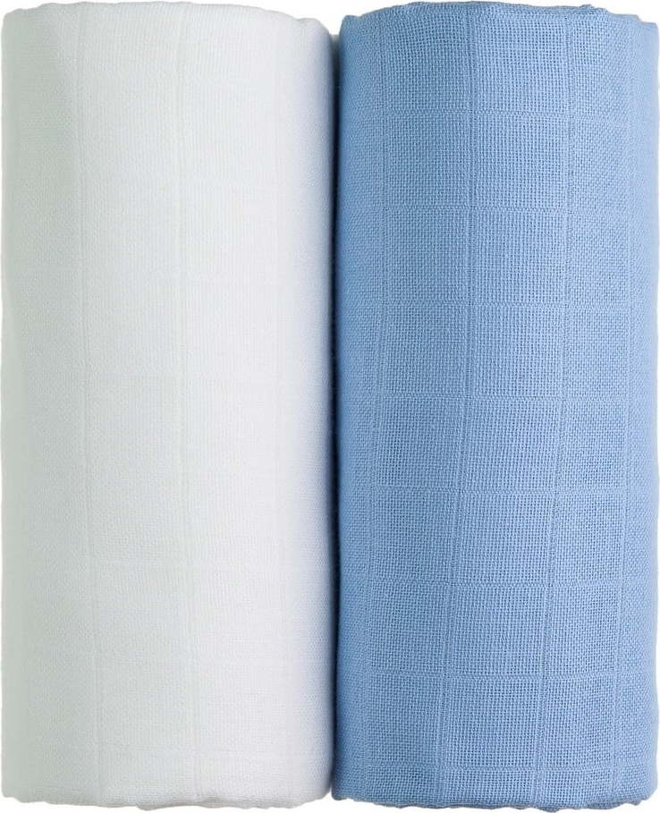 Sada 2 bavlněných osušek v bílé a modré barvě T-TOMI Tetra