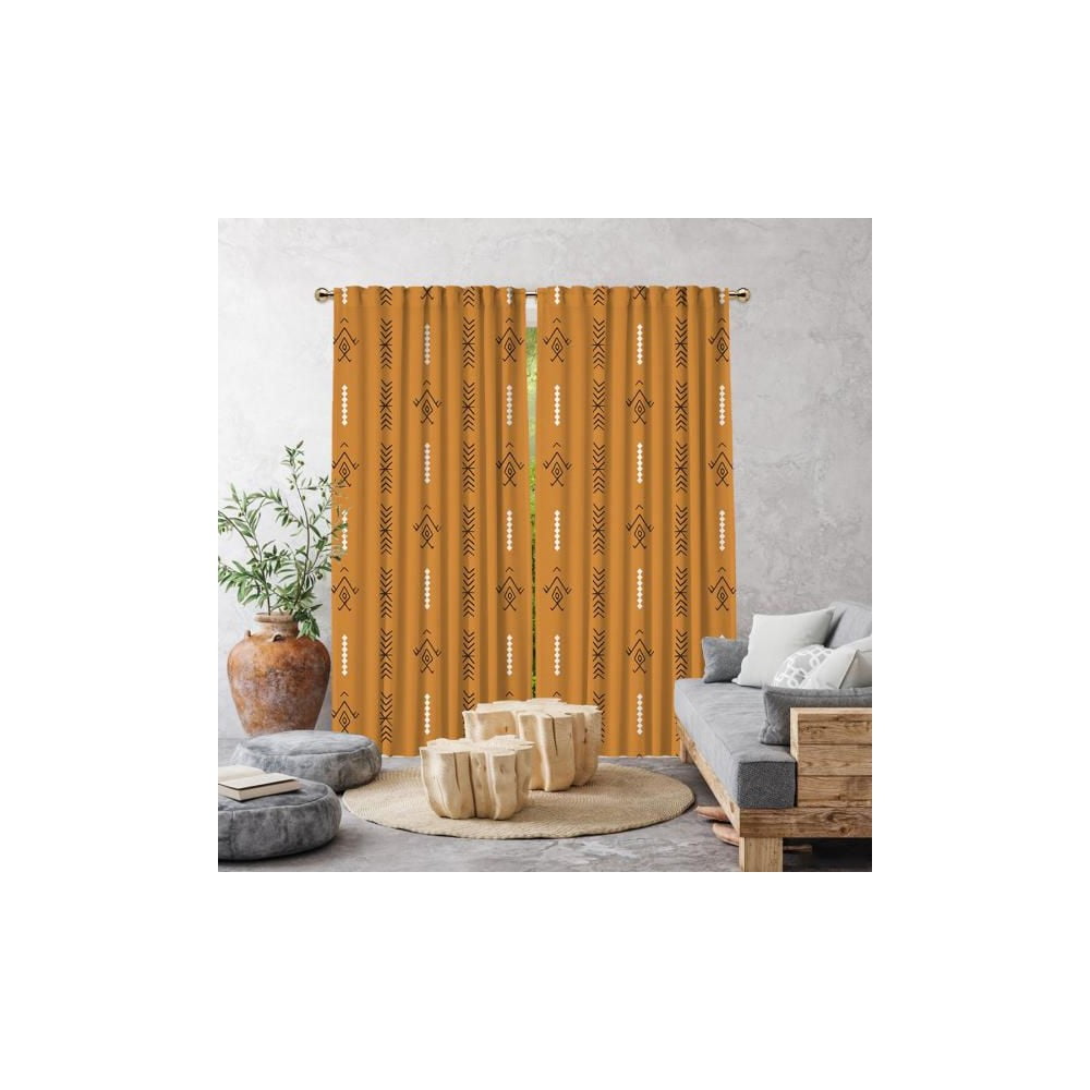 Sada 2 hořčicově žlutých závěsů Cipcici