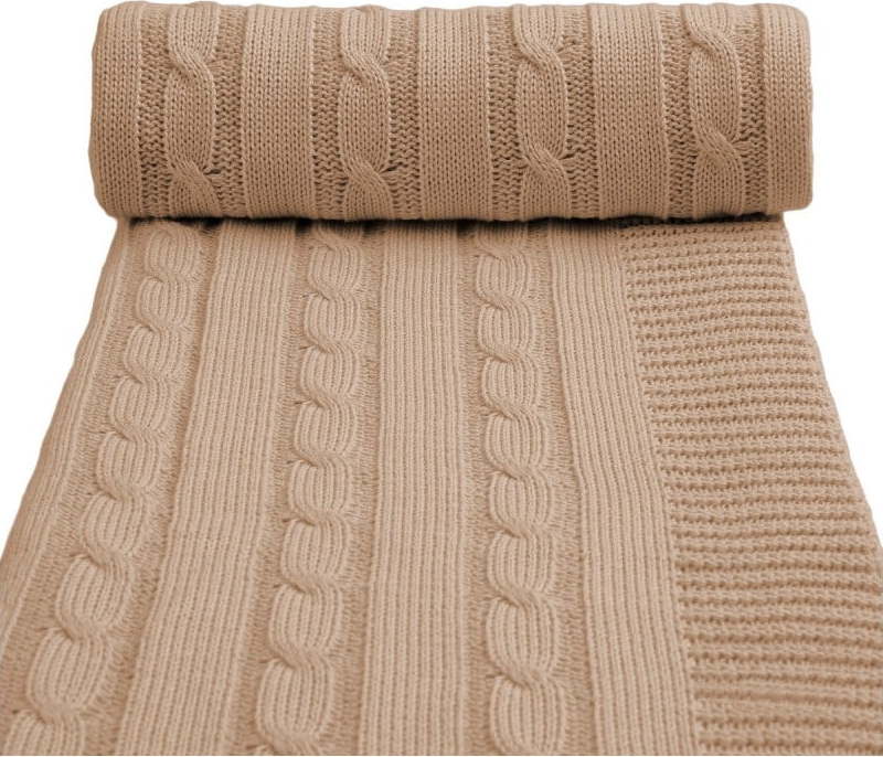 Béžová pletená dětská deka s podílem bavlny T-TOMI Spring