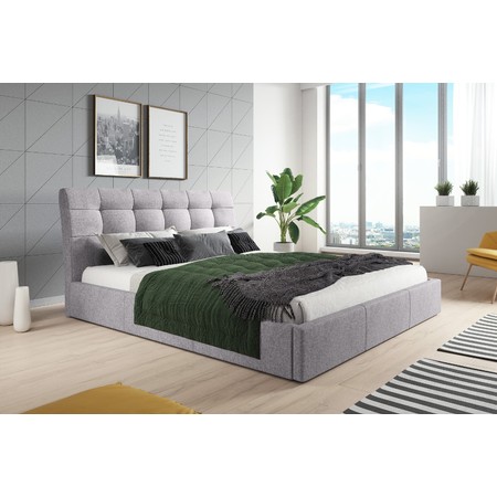 Čalouněná postel ALDO rozměr 140x200 cm Světle šedá TT-FURNITURE