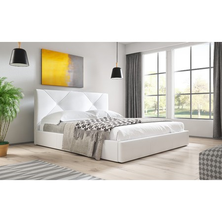 Čalouněná postel KARINO rozměr 180x200 cm Bílá TT-FURNITURE