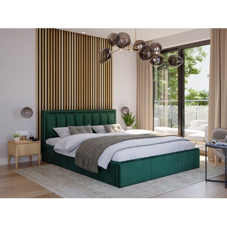 Čalouněná postel MOON rozměr 180x200 cm Tmavě zelená TT-FURNITURE