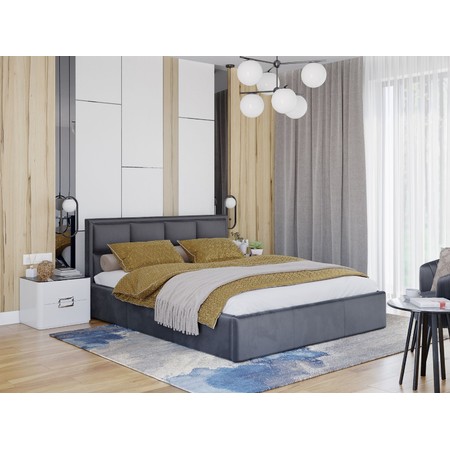 Čalouněná postel OTTO rozměr 140x200 cm Tmavě šedá TT-FURNITURE