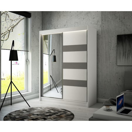 Kvalitní Šatní Skříň Lotse 250 cm Černá Bílý Mat Furniture