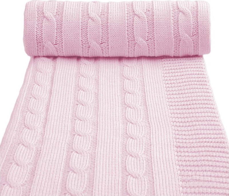 Růžová pletená dětská deka s podílem bavlny T-TOMI Spring