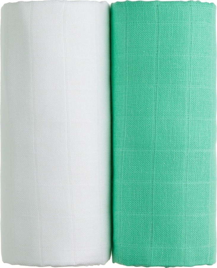 Sada 2 bavlněných osušek v bílé a zelené barvě T-TOMI Tetra