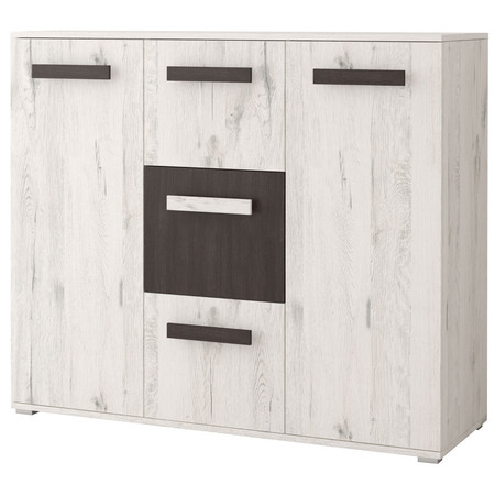 Komoda Viva 135x45 - dub craft/bílá / černá borovice Idzczakmeble