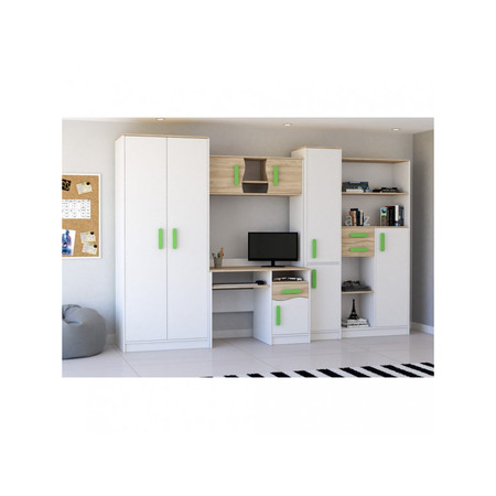 Nástěnný komplet Macius I - bílá/dub sonoma/limetka Idzczakmeble