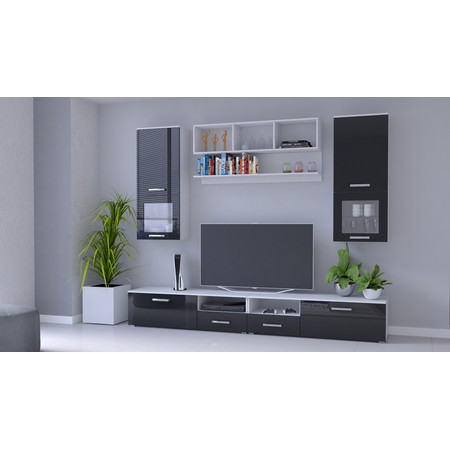 Obývací sestava Franco 260x45 - bílá mat/černá lesk Idzczakmeble