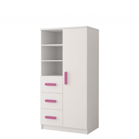 Regál 80 3S1D Smyk - bílá/růžová Idzczakmeble