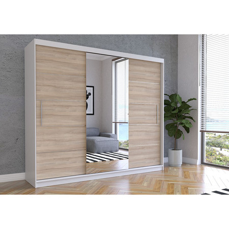 Skříň Alba 250x61 cm - bílá/dub sonoma Idzczakmeble