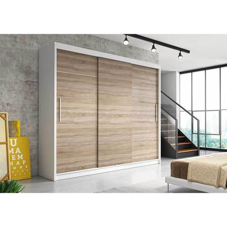 Skříň Alba II 250x61 cm - bílá/dub sonoma Idzczakmeble