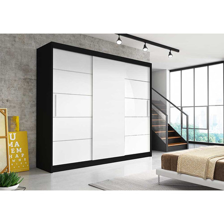Skříň Alba II 250x61 cm - černá/bílá Idzczakmeble