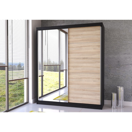 Skříň Bella 03 183x61 cm - černá/dub sonoma Idzczakmeble