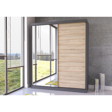 Skříň Bella 03 183x61 cm - šedá/dub sonoma Idzczakmeble