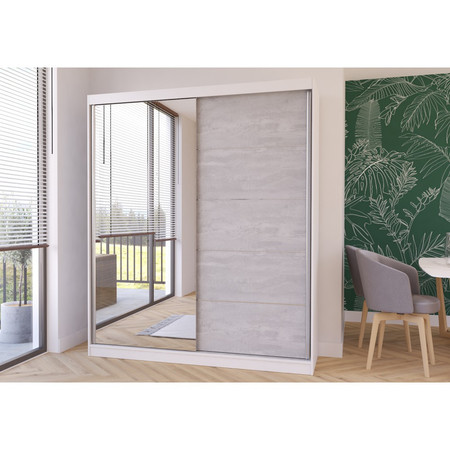 Skříň Beton 183x61 cm - bílá/beton Idzczakmeble