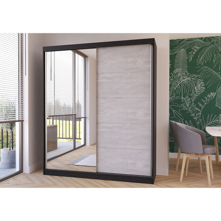 Skříň Beton 183x61 cm - černá/beton Idzczakmeble
