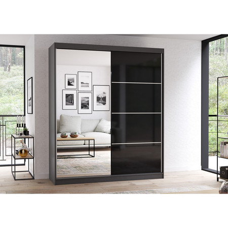 Skříň Multi 31 183x61 cm - grafit/černá Idzczakmeble