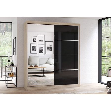 Skříň Multi 31 203x61 cm - dub sonoma/černá Idzczakmeble